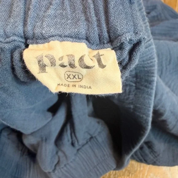 Pact Organic Coastal Double Gauze Split Hem Pants Blue Size XXL Lagenlook - Picture 6 of 11